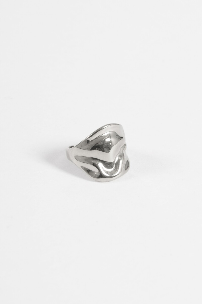 Anillo acero ajustable texture plateado