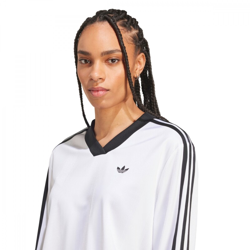 Remera Jacquard Manga Larga Top de Mujer Blanco