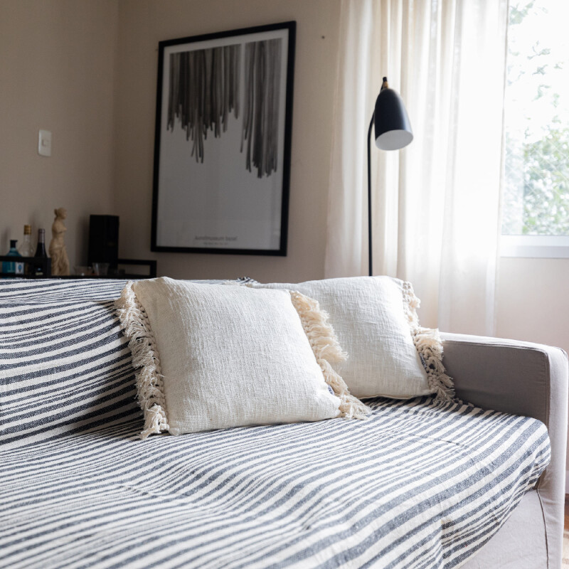 Funda de almohadón algodón marfil 45x45cm