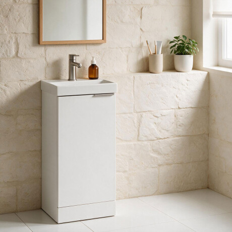 MOBILIARIO BAÑO MUEBLE DE BAÑO MDF LAQUEADO BLANCO BLANCO