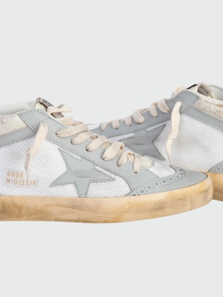 Golden Goose-Botines de cuero Mid Star Blanco
