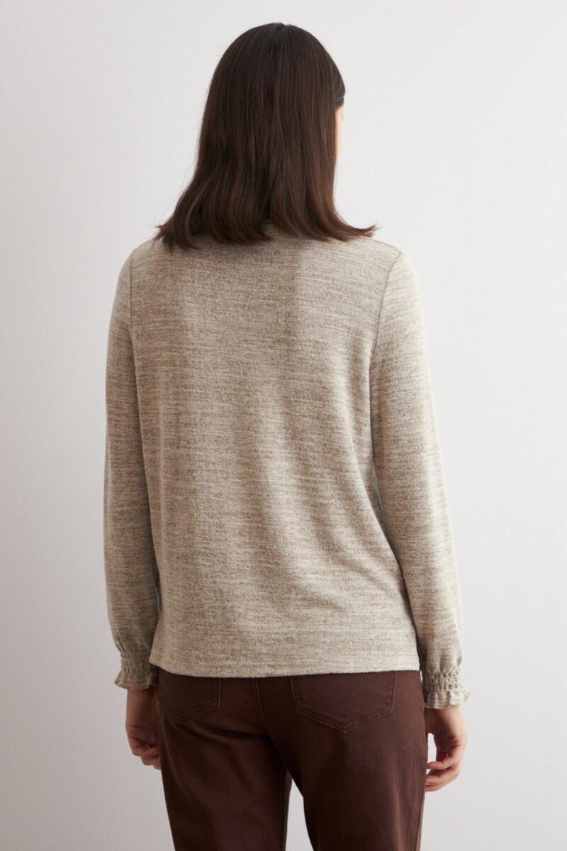Media polera texturada beige melange