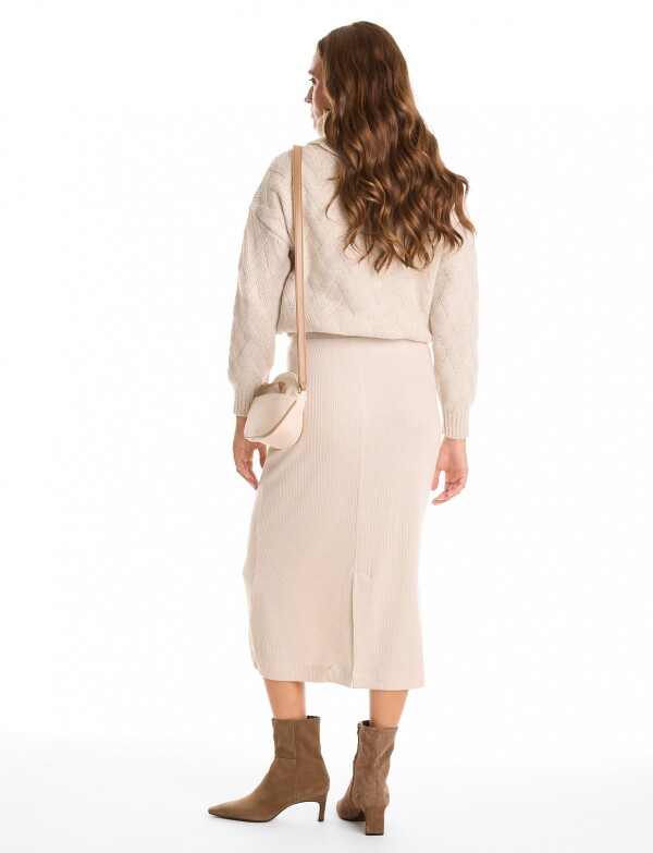 Falda Midi Tejida BEIGE CLARO