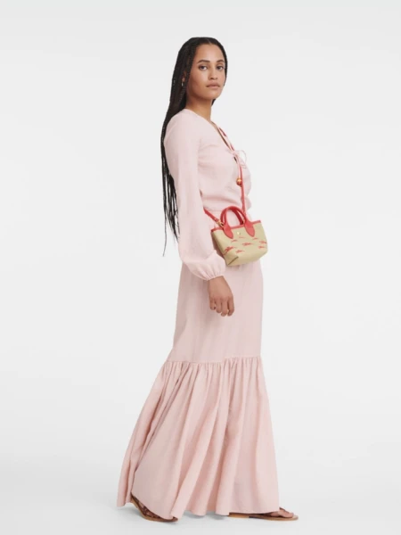 Longchamp -Cartera estilo cesta, Le panier pliage-Trotteur Rojo