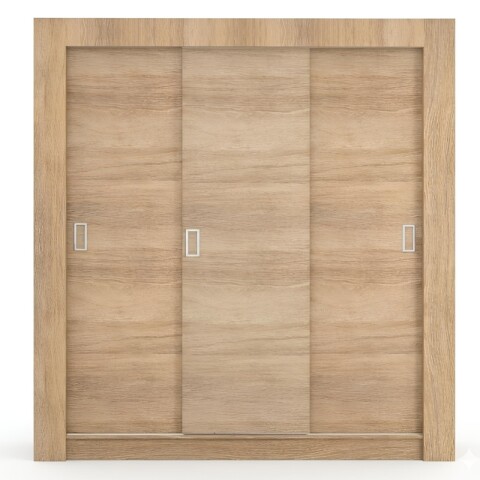 Ropero 3 Puertas Corredizas con Rieles Metálicos, Estantes y Zapatero – 205x170x47 cm - Carvalho Ropero 3 Puertas Corredizas con Rieles Metálicos, Estantes y Zapatero – 205x170x47 cm - Carvalho