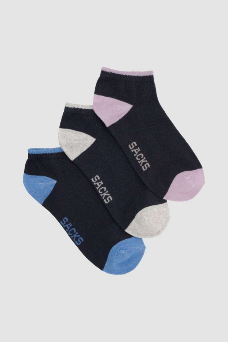 Pack x 3 deportivas con detalles - Azul noche 