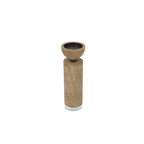 CANDELABRO BAJO MADERA Y VIDRIO 7.5x7.5x28CM CANDELABRO BAJO MADERA Y VIDRIO 7.5x7.5x28CM