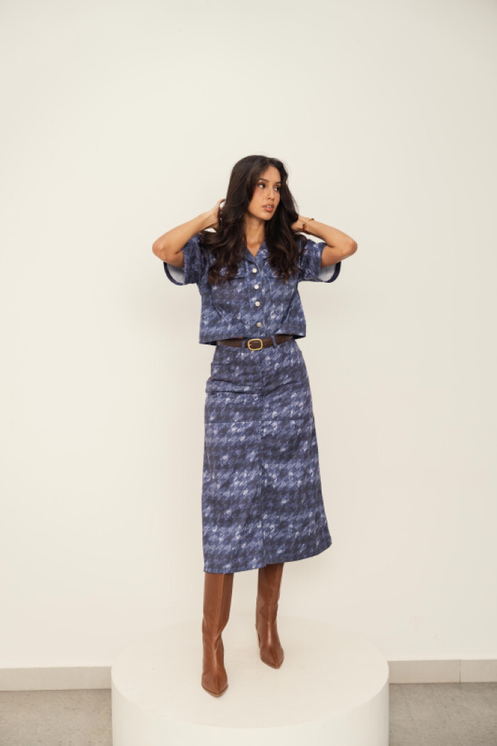 FALDA ILSE DENIM TIE-DYE HOUNDSTOOTH FALDA ILSE DENIM TIE-DYE HOUNDSTOOTH