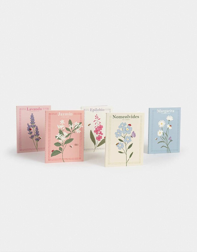 Anotadores Cuadernos y Memos Set De 5 Libretas A6 Cosidas En Cajita - Combinacion Multicolor