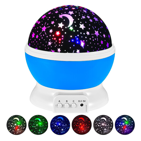 Lámpara Veladora Esfera Giratoria Proyector De Estrellas Azul