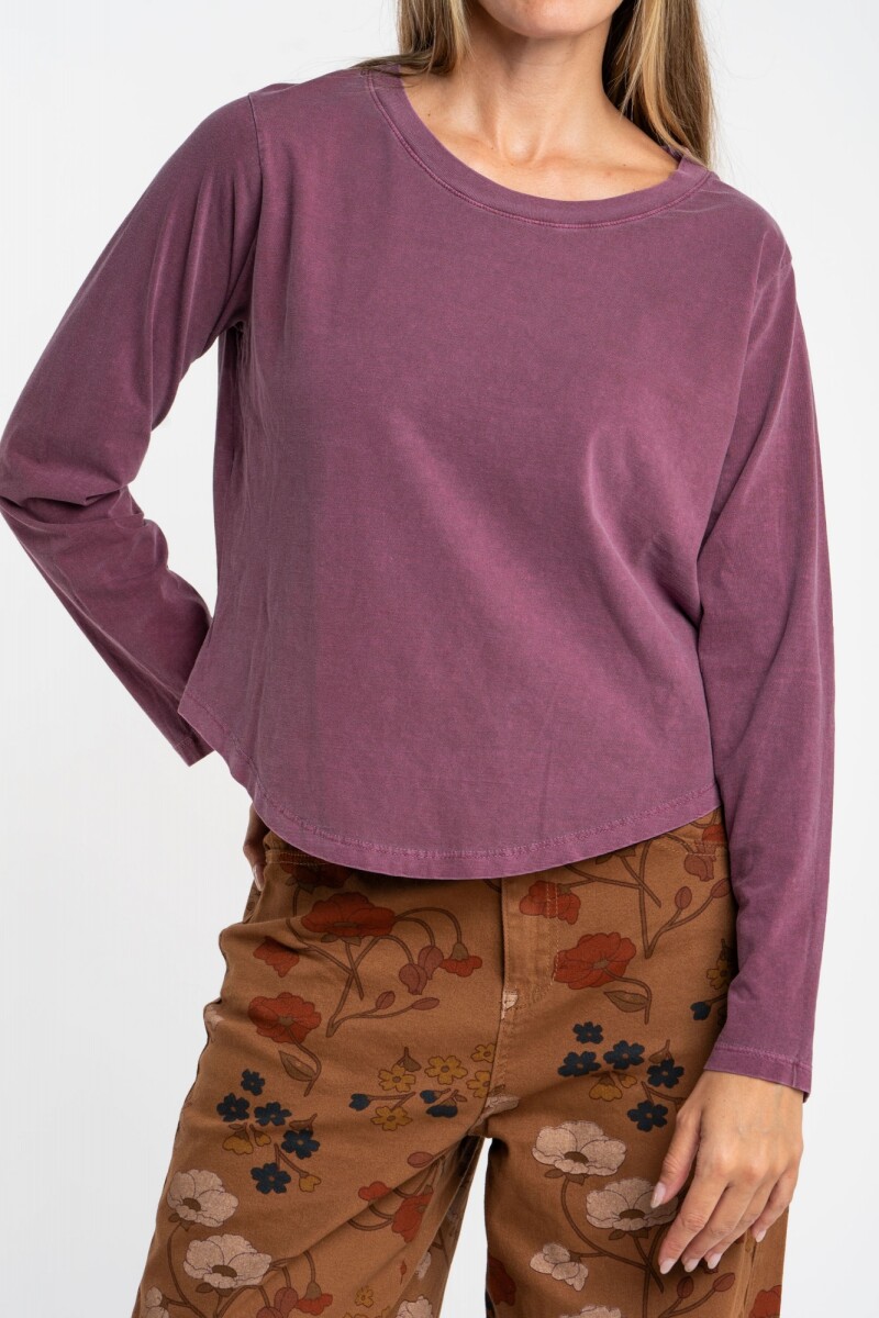 Remera Algodon Lavado Burdeos