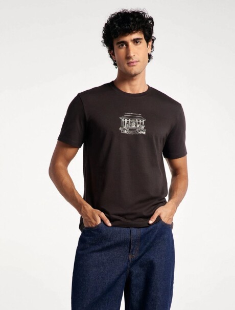 CAMISETAS MANGA CORTA CON ESTAMPA MARRÓN