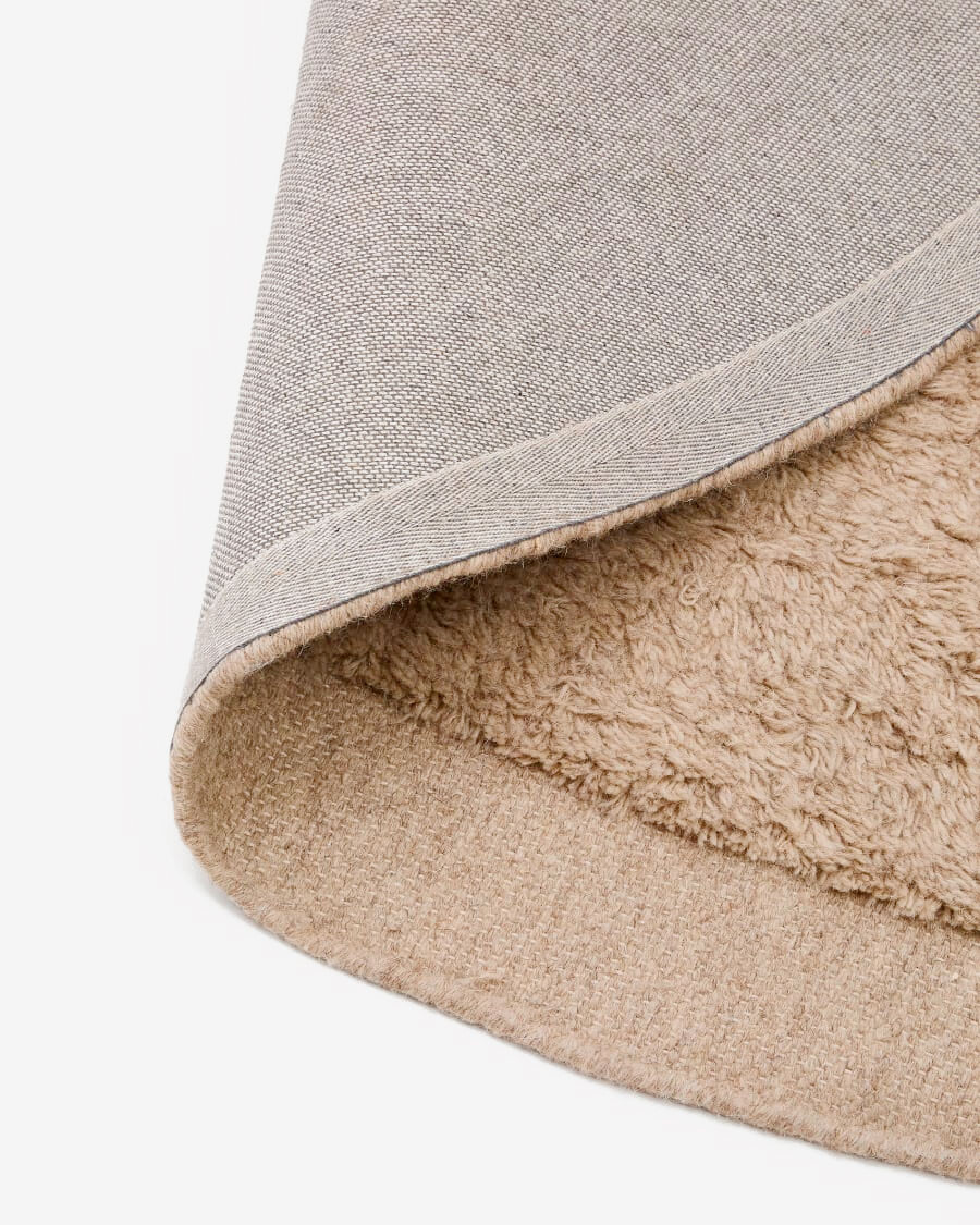 Alfombra redonda Marely de lana beige Ø 200 cm