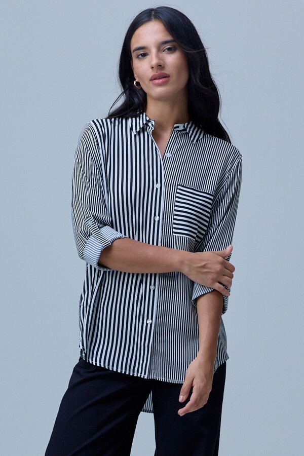 Camisa Lineas NEGRO/BLANCO