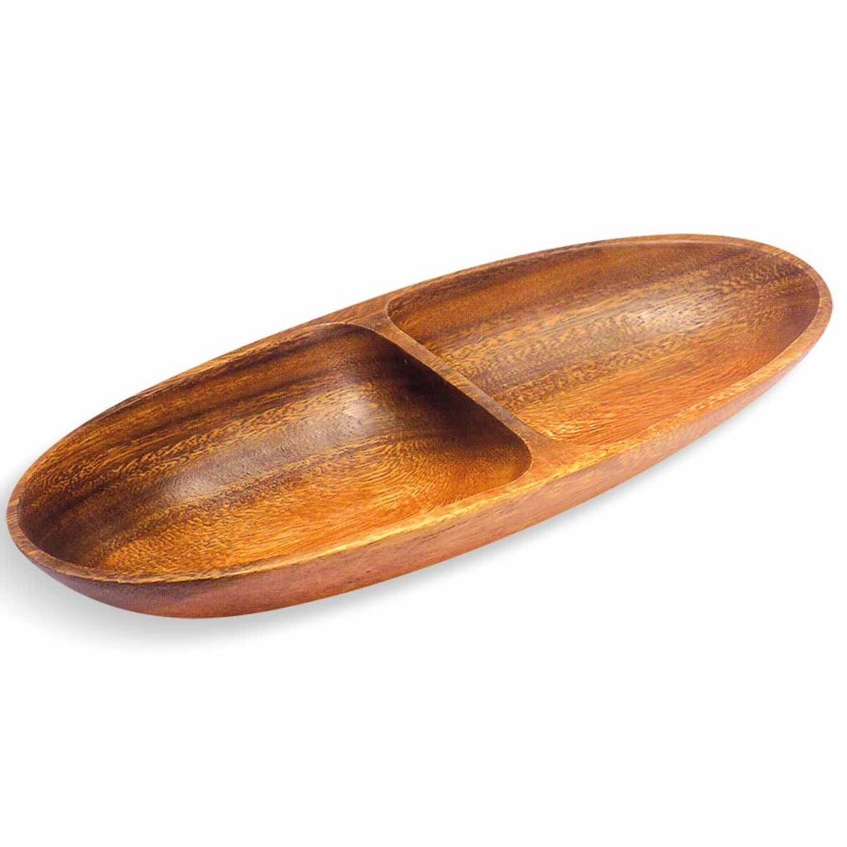 Copetinero Oval 2 Divisiones Madera 32x12x4Cm 