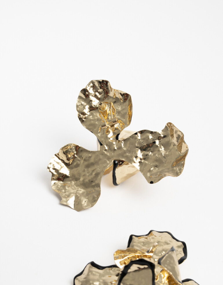 Aros Colgantes Cortos Metal Aros Colgantes Cortos Flor - Dorado