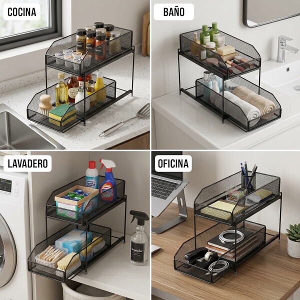 Estante Organizador Mesada Alacena Cocina 2 Cajones Multiuso Imback Color Negro Estante Organizador Mesada Alacena Cocina 2 Cajones Multiuso Imback Color Negro