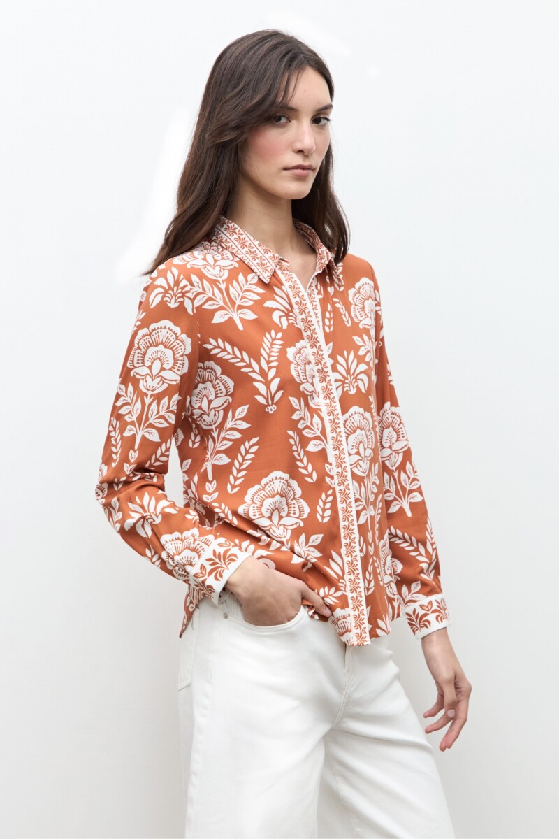 Camisa estampa Dalia lacre