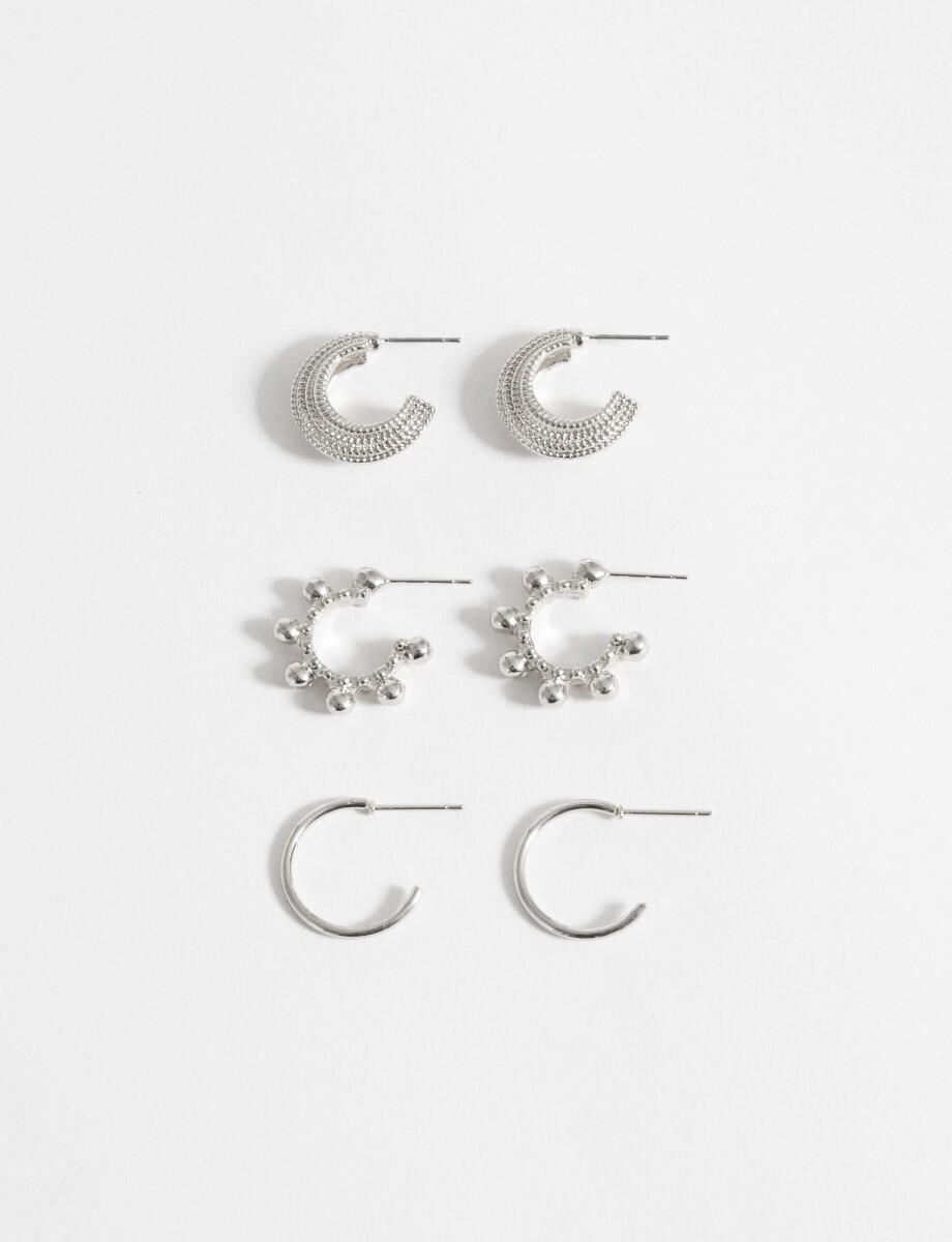 Set de aros labrados - plateado 