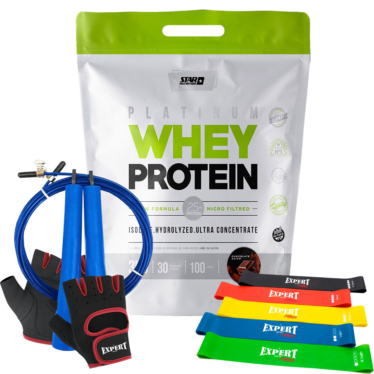 Kit Star Nutrition Whey Protein Isolate 3kg Proteína - Chocolate 