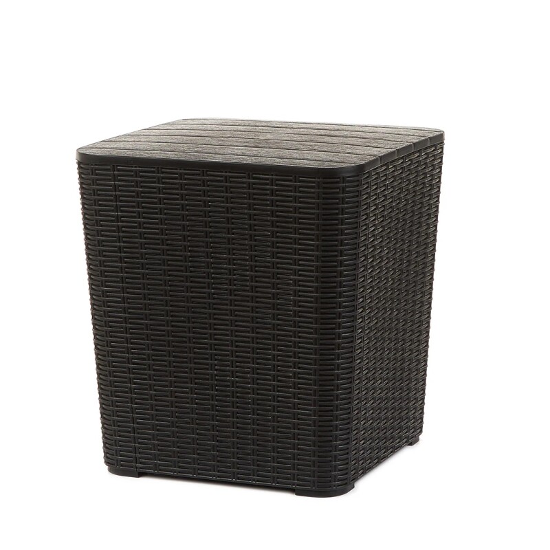 Mesa Auxiliar C/Tapa Capri Símil Ratan Negro - Espacio para Guardado Mesa Auxiliar C/Tapa Capri Símil Ratan Negro - Espacio para Guardado