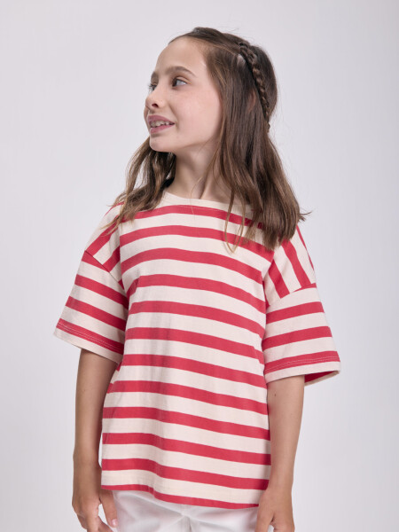 Remera Rayada Rojo