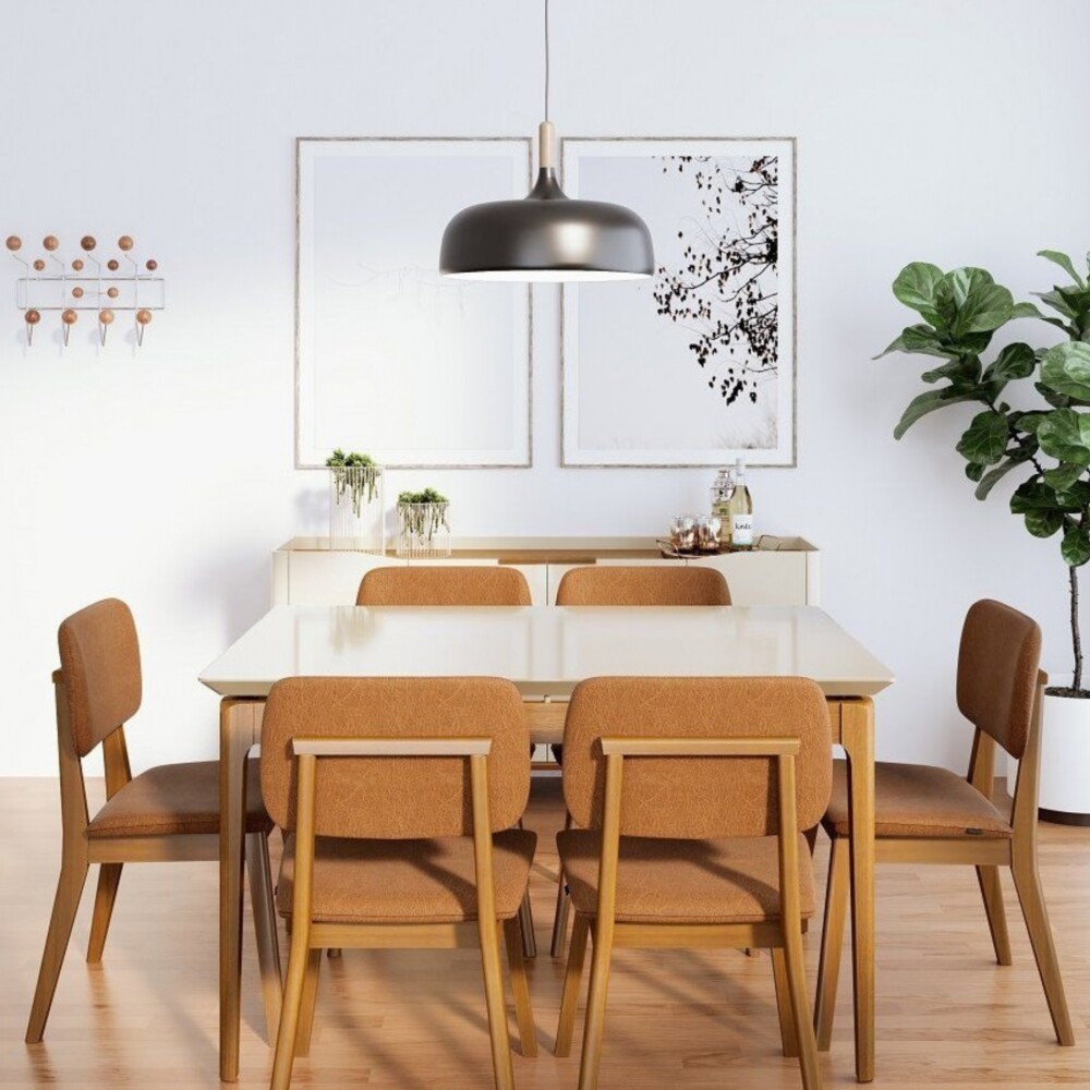 Mesa de Comedor Rectangular Linea Manhattan Blanco/Natural Mesa de Comedor Rectangular Linea Manhattan Blanco/Natural