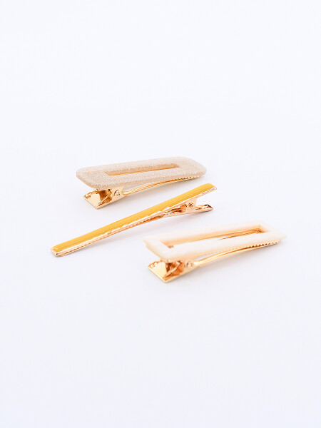 SET BROCHES RECTÁNGULO DORADO