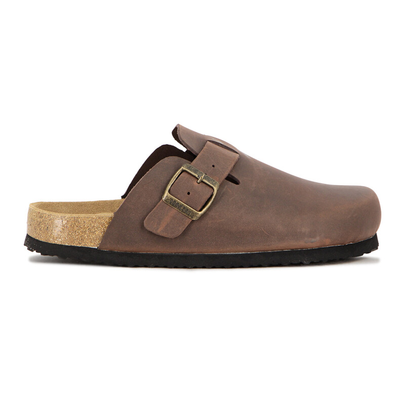 Country Zueco Cuero Hombre Una Tira C/ Hebilla - Marrón Marron