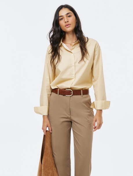 CAMISA BÁSICA A RAYAS - BEIGE AMARILLO
