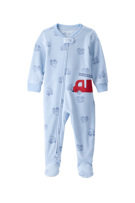 Pijama una pieza de micropolar, con pie, diseño bomberos Sin color