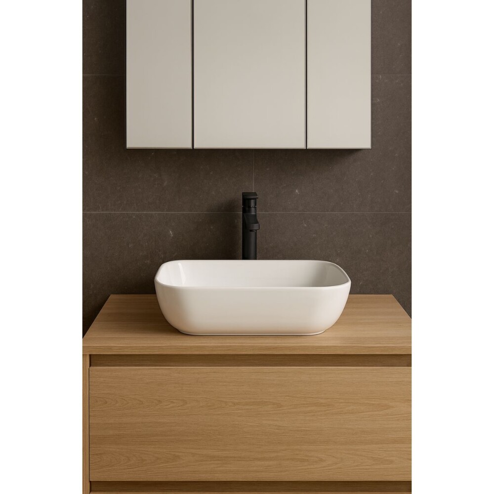 Bacha de apoyo rectangular 46x36x13 cm Blanca Brillante DMC Bacha De Apoyo Rectangular 46x36x13 Cm Blanca Brillante Dmc