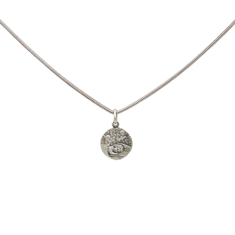 Dije Medalla Ángel de la Guarda-Plata 925 quemada-Sin piedra-CP3021 sinpiedra