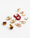 Aros Sets Color Set 7 Pares De Aros Mix Materiales - Dorado