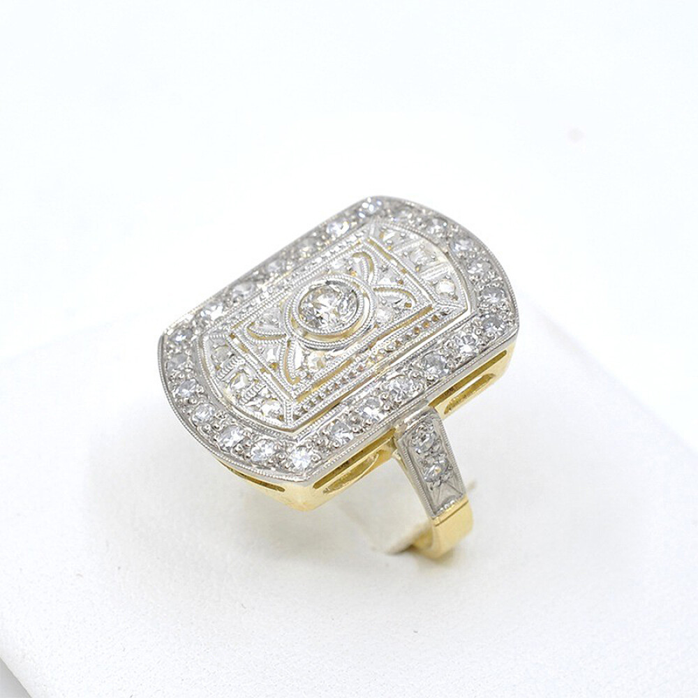 Anillo Nuevo Estilo Antiguo En Oro 18K Y Brillantes Anillo Nuevo Estilo Antiguo En Oro 18K Y Brillantes