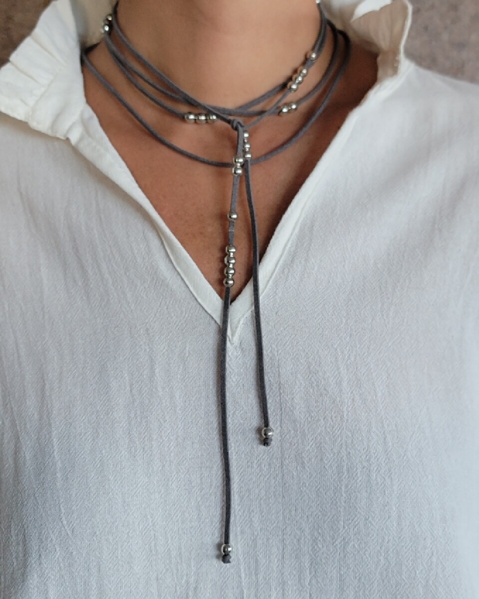 Collar Corbatín - Gris - Plata 
