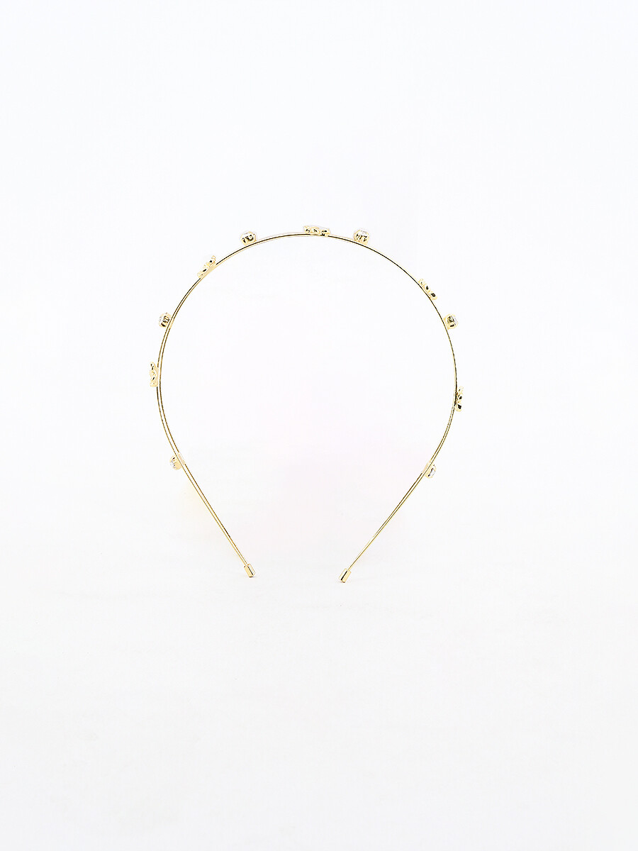 TIARA CON FLORES - DORADO 