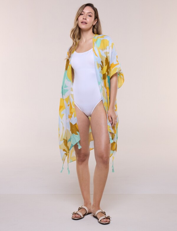 Kimono Flores MULTI/VERDE AGUA