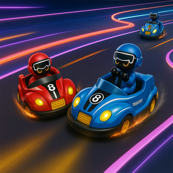 Auto Control Remoto Autitos Chocadores Go Karts Con Sonido Color Rojo y Azul