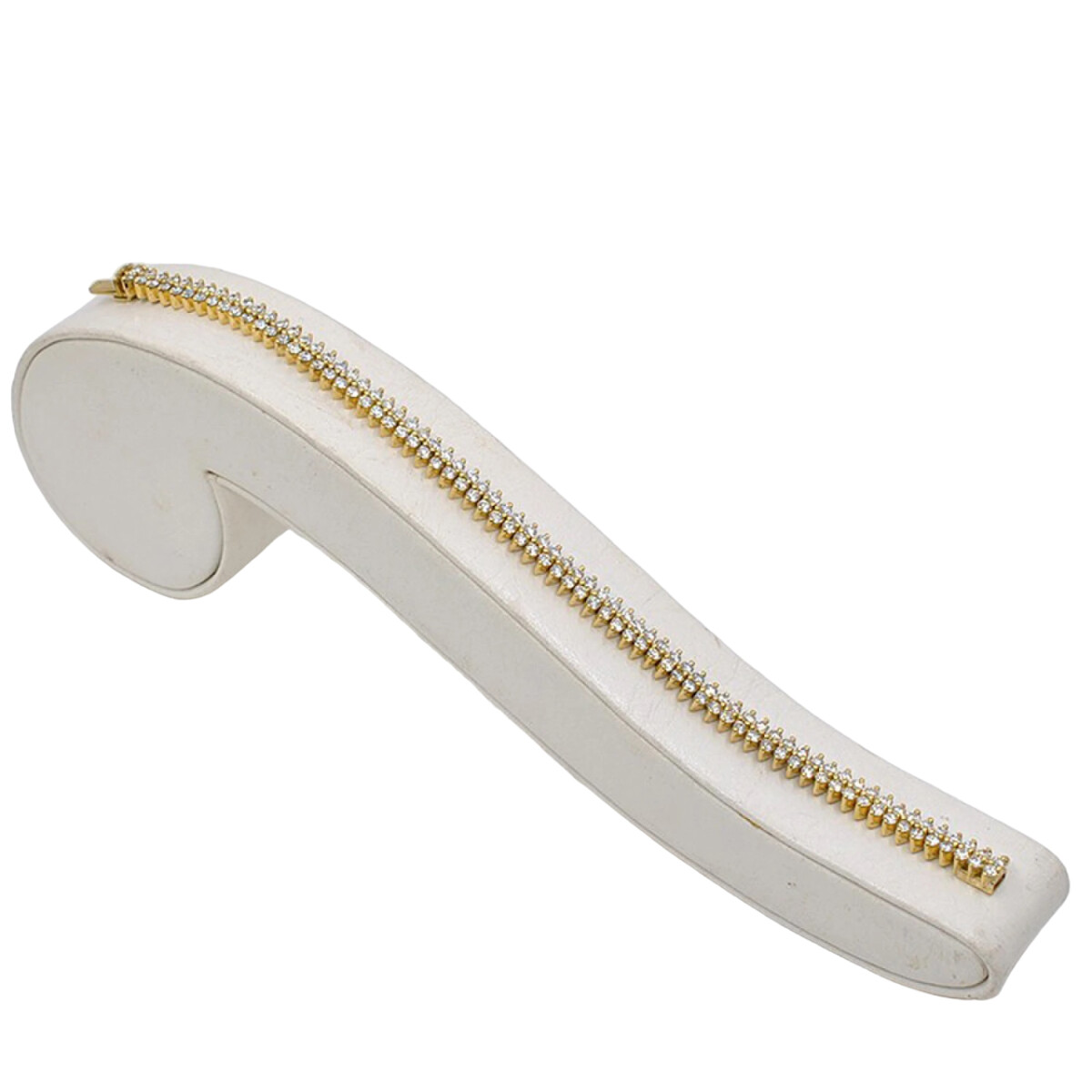 Pulsera En Oro 18K Con Doble Fila De Brillantes. 