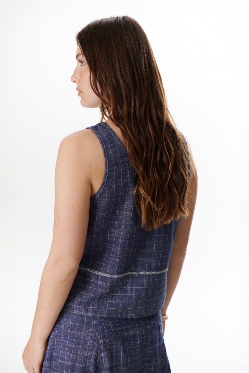 TOP LINO RAYA AZUL