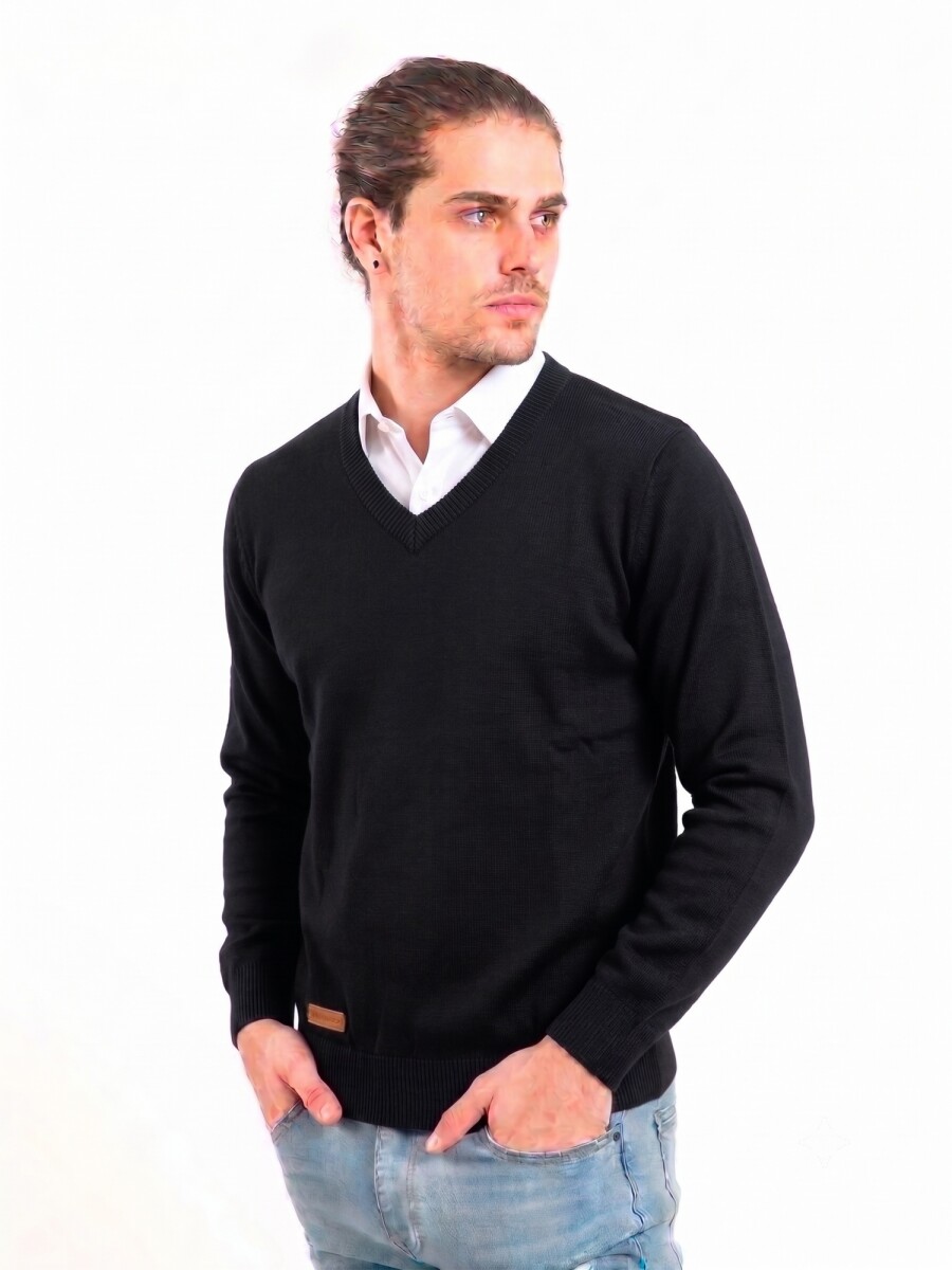 Sweater Algodon Escote V - Black 