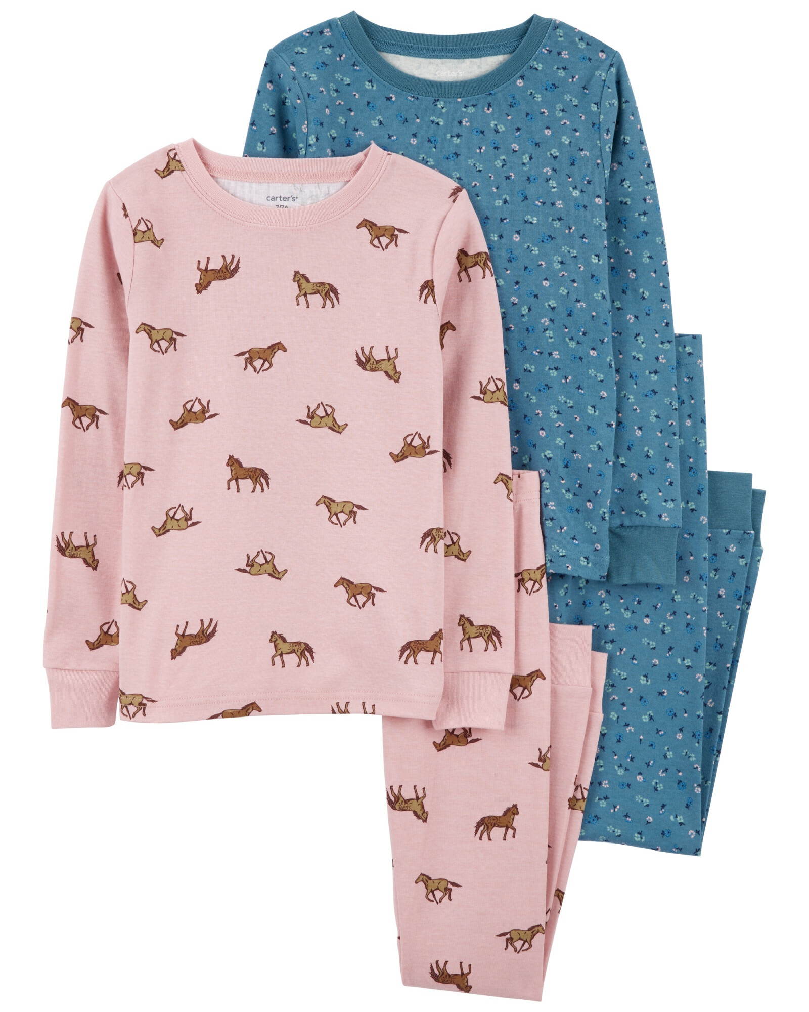 Pijama cuatro piezas de algodón, dos pantalones y dos remeras, diseño caballos Pijama cuatro piezas de algodón, dos pantalones y dos remeras, diseño caballos