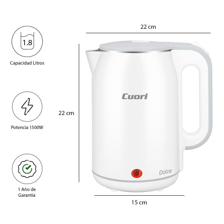 Jarra Eléctrica 1.8Lt en Acero Inox y PVC 1500W Cuori Dolce Blanco