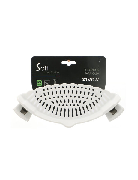 COLADOR SILICONA CON CLIP P/OLLA 21X9CM BLANCO COLADOR SILICONA CON CLIP P/OLLA 21X9CM BLANCO