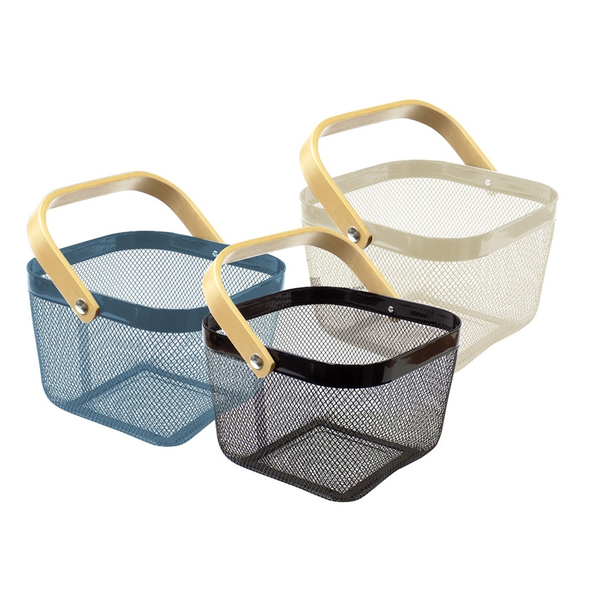 Cesto De Metal C/Asas-Colores Surtidos 24x24x28Cm 