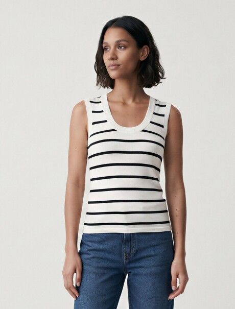 MUSCULOSA DE RAYAS BLANCO