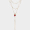 Collares Largos Collar Largo Multicadena Con Corazón - Dorado