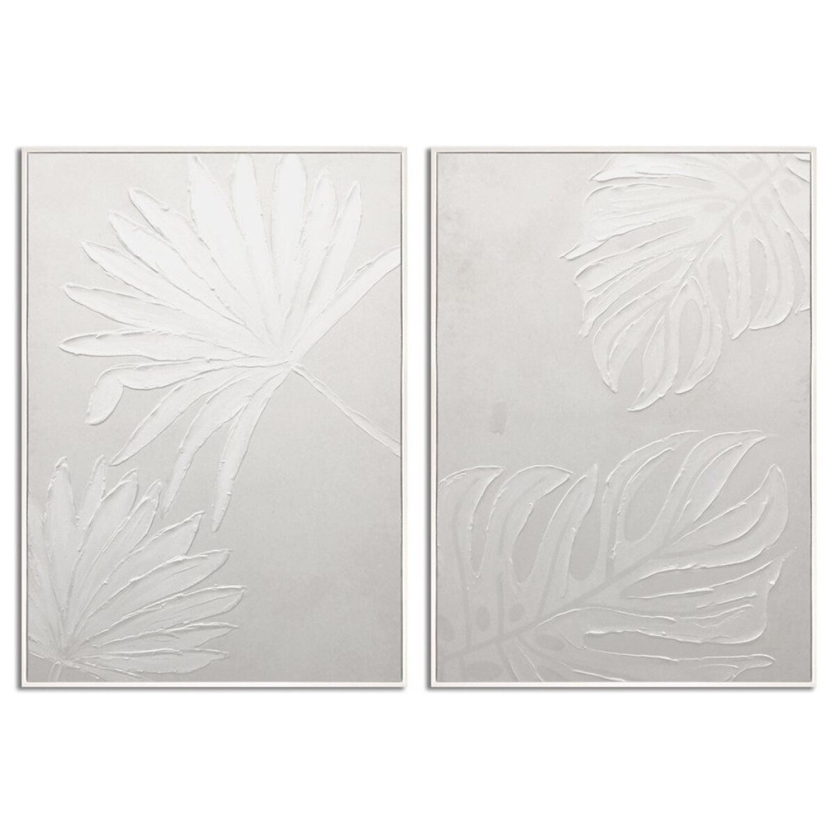 SET 2 CUADROS 50x70cm MARCO PINTURA HOJAS 