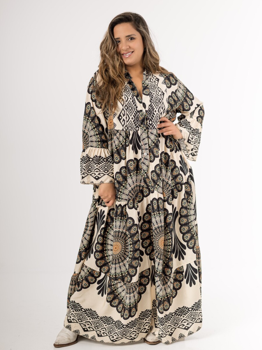 Vestido largo 100% viscosa Made in a Italy Negro